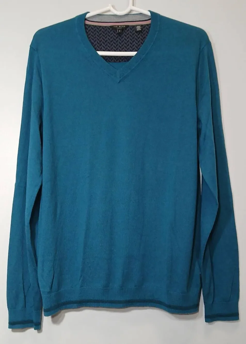 Ted baker mens medium silk cashmere wool sweater lightweight teal blue
